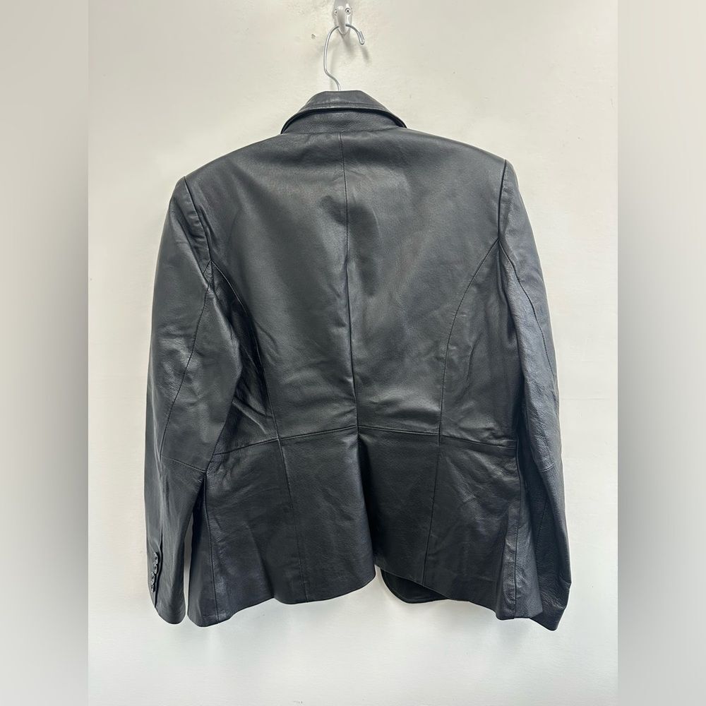 Vintage Y2K Metrostyle Black Leather Blazer Jacket Collared Size S - Picture 9 of 9